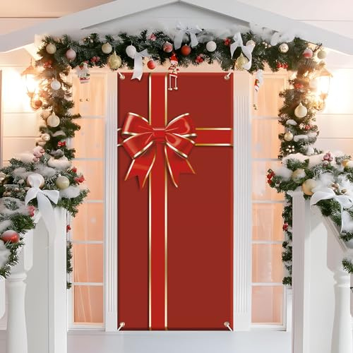 200 x 90 cm Weihnachten Tür Abdeckung Dekoration Haustür Decke Wand Hängen Banner Fotografie Hintergrund für Weihnachtsfeier Feiertag Winter Neujahr Toilettentür Deko (Geschenkbox)
