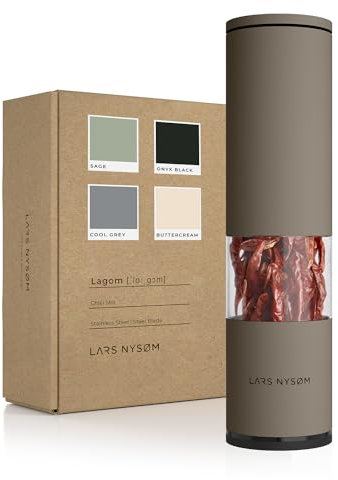 LARS NYSØM Macinino per Peperoncino con Lama di Taglio in Acciaio Inox I Taglierino per Peperoncino Premium I Macinino per Spezie di Design (Taupe Brown)