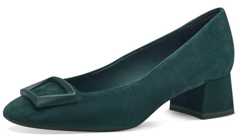 Tamaris Damen Pumps Leder Blockabsatz bequem; GREEN SUEDE, EU 38