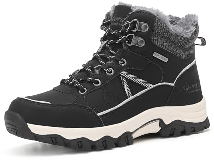 Ripord Damvinterskor vinterstövlar varma trekking vandringsskor snöstövlar 36–41, Svarta vita linjer, 38 EU