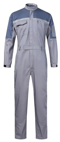 KTWOLEN Tuta da Lavoro Meccanico Uomo Riflettente Tuta Intera da Lavoro per Carrozzeria Completo Divisa Tute da Lavoro Unisex Agricoltura Abbigliamento da Lavoro, Grigio, M