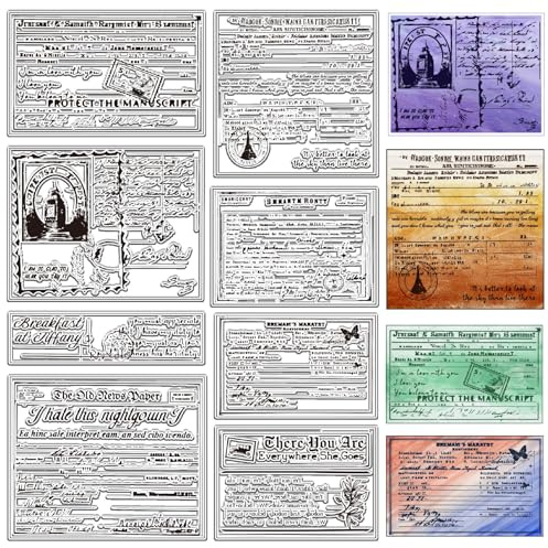 CRASPIRE Timbro in Gomma Trasparente con Sfondo di Cartolina Vintage da 11.7x8.3 Pollice Grande Formato Sigillo in Silicone Trasparente per La Creazione di Biglietti di Diario Fai da Te Scrapbooking
