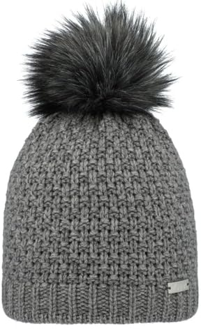 Eisglut Strickmütze mit Kunstfellbommel Lilottal Made in Germany