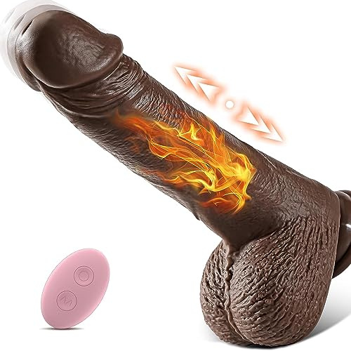 HIVEFUN Gode XXL Réalistes Vibration pour Femme Réaliste Large Sex Toy pour Femme avec 3 Vibrateurs Télescopiques 5 et Chauffage Rotation à 360°, Godes 23cm Vibromasseur Pénis Ensembles de Vibrateurs