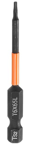 sourcing map Punta per cacciavite a testa Torx T6 da 65 mm con gambo esagonale da 1/4 a prova di manomissione magnetica a 6 punte punte per cacciavite a stella nero fosfato S2 acciaio utensili
