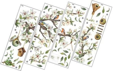 CLISPEED Wandaufkleber Mit Vogel Und Blumenmotiven Dekorative Zum Abziehen Und Aufkleben Für Wohnzimmer Und Zimmer Leicht Und Langlebig