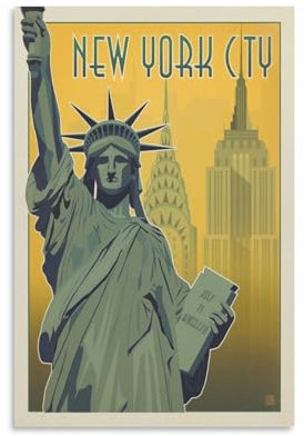 New York Vintage Reiseposter - Leinwanddruck - Moderne Wohnkultur - 30 x 45 cm
