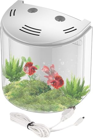 Petit Aquarium | Nano De 87 Pouces avec Filtre | Fishes Tanks Kits Starter Kits | Small Réservoir en Acrylique 5L avec Lumière LED USB Et Pompe À Eau pour La Configuration D'aquarium De Bureau, Tenue