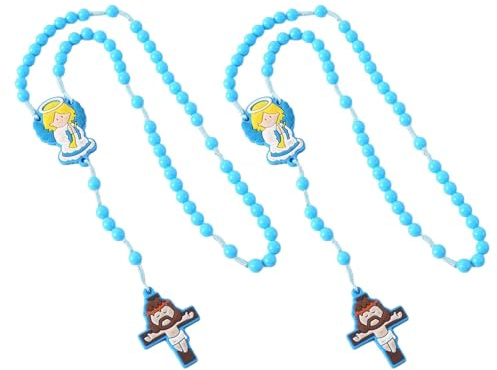 Confezione da 2 collane con rosario a croce multifunzione con perline educative per bambini, Free Size