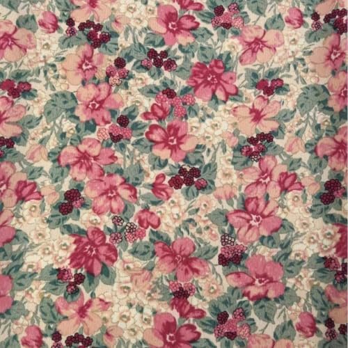 Vayliro 150cm Cordstoff Breit 150cm Cordstoff mit Blumenmuster Meterware Dekostoffe Vintage Bastelstoffe Bekleidungsstoffe Cord Polsterstoff Zum Nähen DIY Vorhang Gepäck Taschen Tischdecken,Rosa