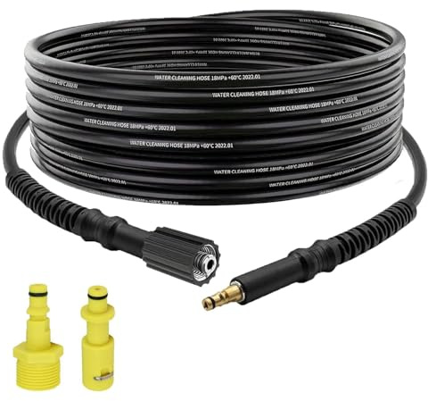 10M/32.8Ft High Pressure Washer Hose for Kärcher All Models, K3, K4, K5, K7 and K2(New & Old) - Kink Resistant Replacement Hose with O-Ring Adapter & M22(14mm) to Quick Connector Convert