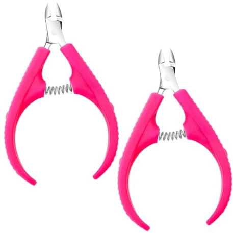 Alicate Corta Cutículas Profesional Acero Inoxidable, 2 Pcs | Herramienta Manicura Precisa, Agarre Antideslizante Plástico, Elimina Piel Muerta y Bordes Uñas