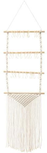 Gatuida Soporte Colgante de Macramé para Accesorios de Cabello Organizador de Lazos y Pinzas Rack para Diademas Decoración Mural Bohemia con Ganchos S Almacenamiento Resistente y Versátil