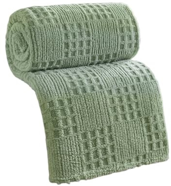 UALXPAO Grobe Strickdecke Multifunktionale, Bequeme Baumwollsamt-Decke, einfarbig, Waffel-Jacquard-Muster, multifunktional, komfortabel, auch als Kuscheldecke geeignet(Tea Green,180x200cm 1pcs)