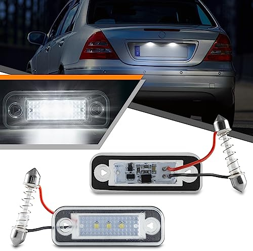 OZ-LAMPE LED Kennzeichenbeleuchtung für E-CLASS W211 C-CLASS W203 | Kennzeichen für CLS-CLASS C219 SLK-CLASS R171, Nummernschildbeleuchtung LED mit CAN-Bus, 2 Stücke