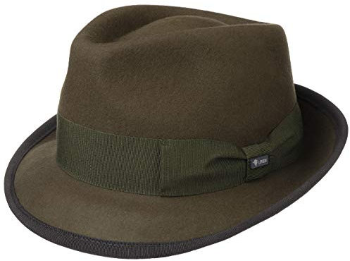 Lipodo Classic Wool Trilby Filzhut Damen/Herren - Wollhut Made in Italy - Hut aus Wollfilz - Trilbyhut Sommer/Winter - Fedora Oliv XL (60-61 cm)