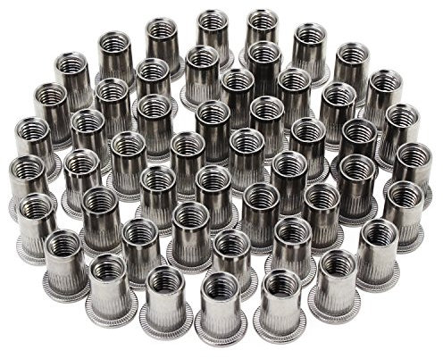 HSEMALL 50Stück Nietmuttern M8,Flachkopf Gewindenieten Blindnietmuttern Einnietmutter für Metall Kunststoff Edelstahl-Niet-Mutter-Einsatz-Nuss-Werkzeug-flacher Kopf verlegte