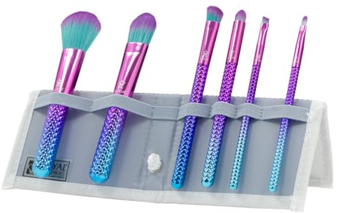 MODA Royal & Langnickel - Set di 7 pennelli da trucco con custodia, include cipria, fondotinta, angolo Shader, Smoky Eye, Liner per sopracciglia e pennelli per labbra a punta, Prismatic Ombre