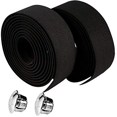 Alomejor Lenkerband f¨¹r Rennrad atmungsaktiv rutschfest mit Endkappen Schwarz Set 2 St¨¹ck Fahrradzubeh?r Fahrradaccessoires f¨¹r Herren Damen