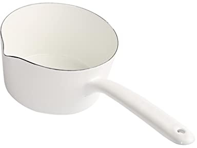 Baoblaze 1.2L Kleine Emaille Stiel/Stieltopf Milchtopf Küche Geschirr für Kaffee, Butter, Milch, Tee, Weiß