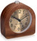 Navaris Analog Holz Wecker mit Snooze - Retro Uhr Halbrund mit Ziffernblatt Gold Alarm Licht - Leise Tischuhr ohne Ticken - Naturholz in Dunkelbraun