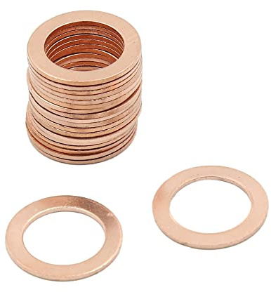 sourcing map Kupfer Dichtringe 20 Stück Für Ölablassschraube Abdichtung | Größe: 14 X 21 X 1 Mm, Für Wasser, Kraftstoff, Automobil, Pumpe, Elektrogeräte