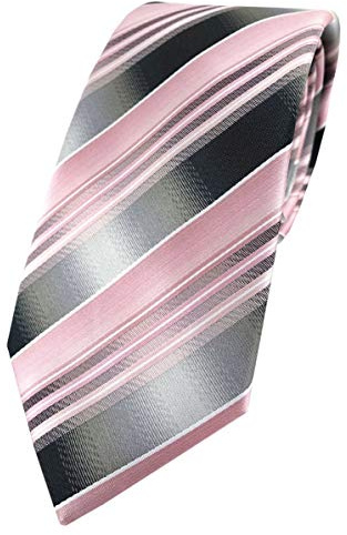 TigerTie Designer Krawatte in rosa hellrosa silber anthrazit grau gestreift