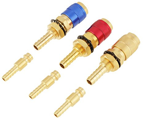 Schnellkupplung, 3 Stücke 8mm Wassergekühlte & Gas Adapter Schnellkupplung mit Innendurchmesser M8 für WIG-Schweißbrenner