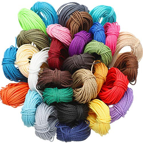 Boao 30 Colors 1mm Waxed Cord Beading Thread for DIY Macrame Necklace Bracelet Jewelry Making String, 10m Each Color