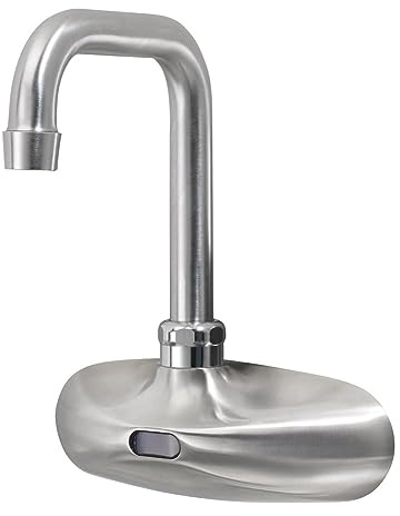 Krowne 16-670 Krowne Royal Series Electronic Faucet, Wall Mount, 4-1/2 Double Bend spout, 4 Centers, Infrared Sensor, Battery Powered (4 AA Alkaline 1.5V Batteries) or Power Supply