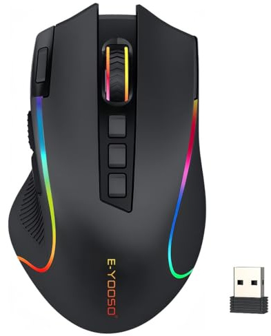 Niceon Gaming Maus kabellos RGB Wiederaufladbare, 9 Programmierbare Tasten, Langer Stunden Akkulaufzeit, Ergonomische Optische PC Mouse