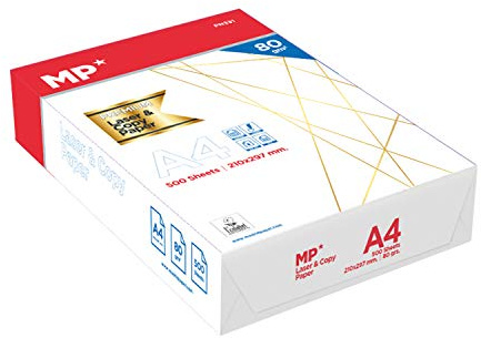 MP - Folios A4 80gr 500 Hojas Premium, Papel Fotográfico Para Impresora Multifunción, Material De Oficina Y Papelería, Material Escolar, 1 Paquete Blanco, Din A4 Imprimir