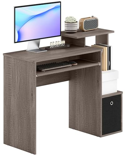 HOMCOM Skrivbord Multimedia Computer Hyllor Tablet Tangentbord Korg Svart
