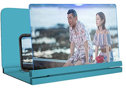 Foldable Phone Magnifier Screen, Screen Magnifier For Cell Phone, HD 3D Blu-ray Easy To Carry Gadgets For Men Gifts Technology 3d Movies Phone Projector (Color : Blue, Size : 26inch)
