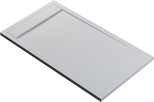 BERNSTEIN Duschtasse 160x90 cm Weiß matt Flache Bauhöhe, Duschwanne aus Mineralguss, Rechteckiges Duschbecken mit Gefälle, Mineralguss-Duschwanne
