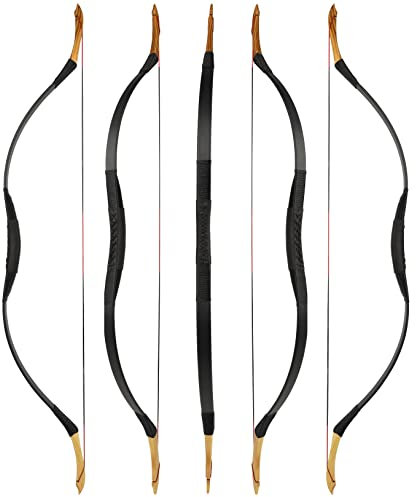 wolfman Traditionelles Bogen Recurvebogen Langbogen Sportbogen Bogenschießen Jagdbogen handgefertigter Holzbogen asiatischer mongolischer Bogen für Erwachsene Teenager Linke rechte Hand(D, 20Lbs)