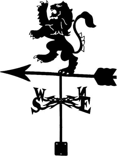 Support de toit en forme de girouette - Indicateur de direction du vent - Support en métal - Décoration d'extérieur en métal - Abri de jardin en fer - Décoration de grange - Girouette (lion)
