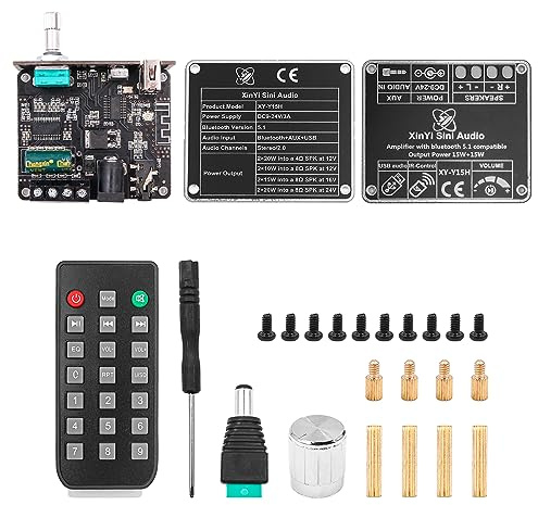 Alnicov HiFI-level 15W+15W stereo Bluetooth digital power amplifier board module U disk column watchband remote control Y15H