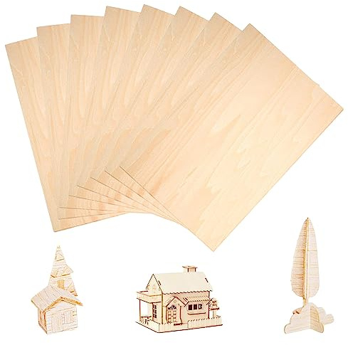 Sperrholzplatten, 8 Stück, 300 x 200 x 1,5 mm, Balsaholz, Bastel-Sperrholzplatten, unlackierte Lindenholzplatten, Sperrholzplatte, dünne Holzbrettplatten, DIY-Bastelprojekte, Holzhandwerk-Modell,