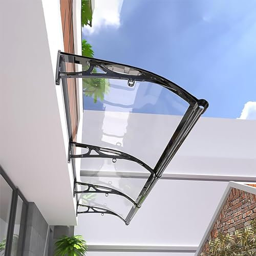 kubeier Vordach Haustür Haustürdach Haustür Pultvordach Wetterschutz Eingangsbereich, Transparentes Polycarbonat UV-Schutz, für Balkon Fenster Hauseingang Regenschutz,80×250cm/32×98in