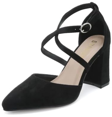 Low Heels Schuhe Frauen Hochzeit Knöchelriemen Kleid Geschlossene Zehe Pumps Damen