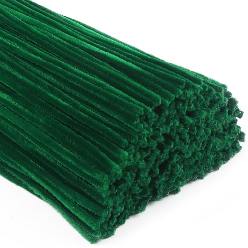 TOAOB 400 st Borsthuvuden Gröna Chenille Stjälkar 6mm x 30 cm Fiber Pipe Cleaner för DIY Dekorativa Hantverk Halloween Juldekoration