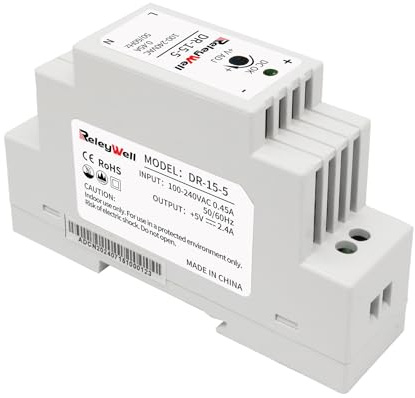 Hutschienen netzteil 5V, 15W, 2.4A, ReleyWell | trafo 230v auf 5v, hutschiene, 5 volt netzteil, 5v dc trafo, din schiene, DR15-5