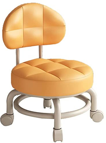 GAROEN Hocker Sattelhocker Rollhocker, Rollhocker mit Rückenlehne, PU-Leder-Rollsitz und mit Universalrädern