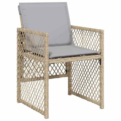 vidaXL Trädgårdsstolar med dynor 4 st blandad beige konstrotting
