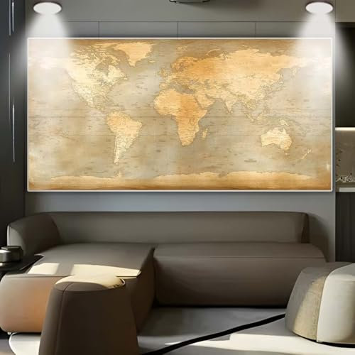 Diamond Painting Mappa del mondo Diamond Painting Grandi 100x200cm Retro Pittura Diamante Kit Completo Square Diamantini Crystal Art Ricamo a Punto Croce Hobby Creativi Mosaico Crafts Regalo CPX-88