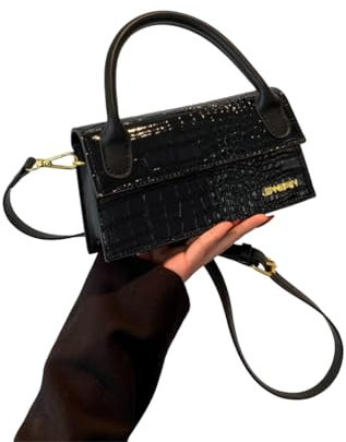 Beimus Handtasche für Damen, 2023, Umhängetasche, Leder, Steinstruktur, vielseitige Tasche für Damen und Mädchen, PU-Handtasche, modisch, Vintage, Crossbody-Tasche, Schwarz