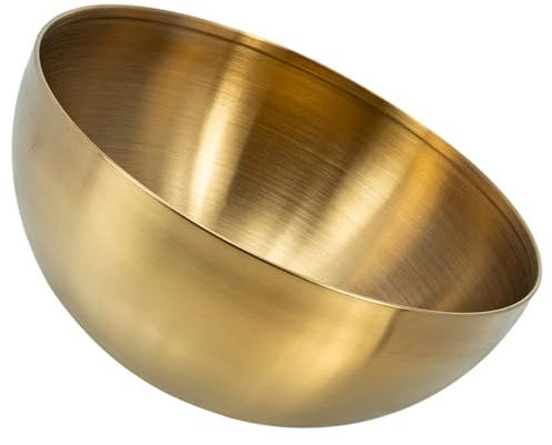 OKUMEYR Insalatiera in Acciaio Inox Oro, Ciotola da Servizio Multiuso | Ciotole in Acciaio, per Noodles e Insalata, Adatta a Bar e Ristorante, Finitura Oro