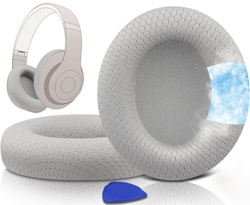SOULWIT Full Cooling Gel Replacement Earpads for Beats Studio Pro Wireless Noise Cancelling Headphones, Ear Pads Cushions with Breathable Mesh Fabric, High-Density Foam - Sand Stone