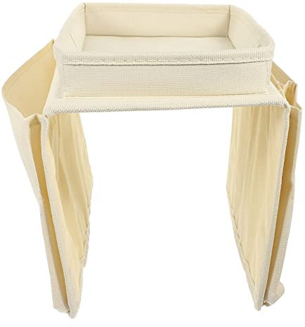 GAROZATION Sofa Armlehnen Organizer Mit Hängender Aufbewahrungstasche Praktischer Bett Und Couch Organizer Für Handy Fernbedienungen Und Kleinigkeiten Beige Multifunktional Und Platzsparend